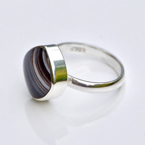 Banded Agate Square Ring