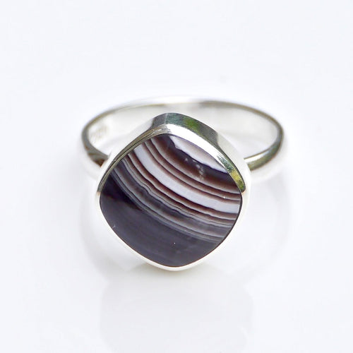 Banded Agate Silver Ring