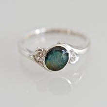 Load image into Gallery viewer, Labradorite Ring with Cubic Zirconia