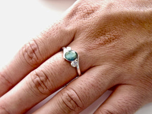 Labradorite Ring with Cubic Zirconia