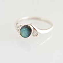 Load image into Gallery viewer, Silver Labradorite Ring with Cubic Zirconia