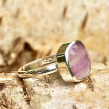Load image into Gallery viewer, Rainbow Fluorite Square Silver Ring
