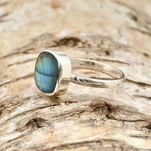 Load image into Gallery viewer, labradorite hallmarked silver ring by my handmade jewellery