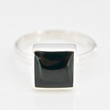 Load image into Gallery viewer, Whitby Jet Square Silver Ring