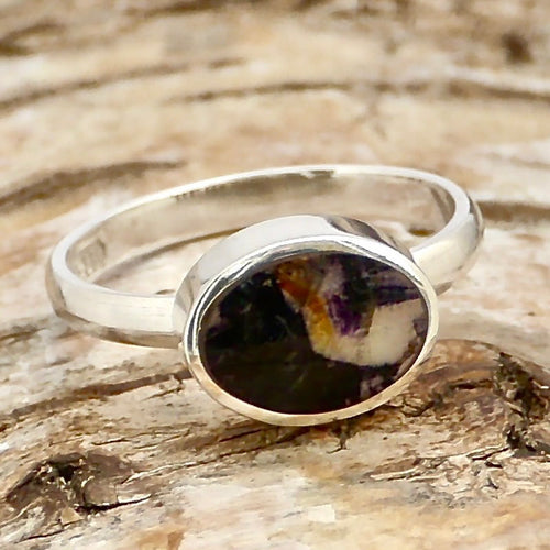 blue john oval ring handmade