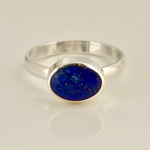 lapis lazuli silver ring oval
