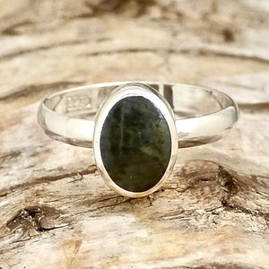 Connemara Marble Ring Oval handmade in silver
