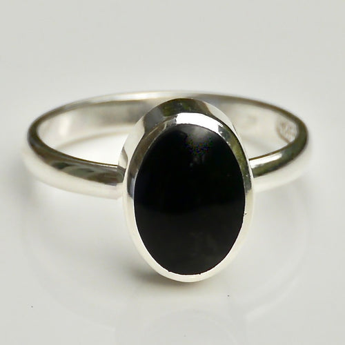 whitby jet sterling silver oval ring