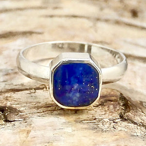 handmade lapis lazuli ring in sterling silver