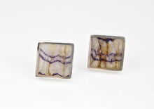 Load image into Gallery viewer, Blue John Square Stud Silver Earrings