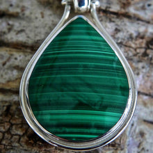 Load image into Gallery viewer, Malachite Pendant Teardrop Shape with Blue John on the reverse side