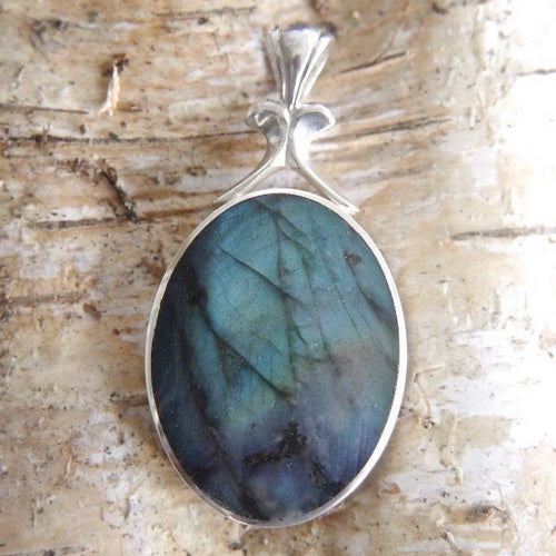 Labradorite Pendant with Fossil on the revserse side.