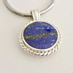 Lapis Lazuli Pendant with Blue John on the reverse side