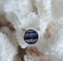 Load image into Gallery viewer, Blue John &amp; Whitby Jet Double Sided Pendant