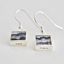 Load image into Gallery viewer, Blue John Earrings Square Design 9mm