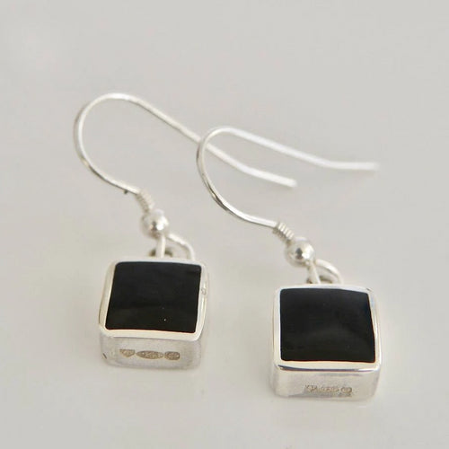 Whitby Jet Square Drop Earrings