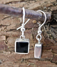 Load image into Gallery viewer, Whitby Jet Square Drop Earrings