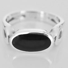 Load image into Gallery viewer, Whitby Jet Oval Silver Ring