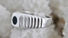Load image into Gallery viewer, Whitby Jet Patterned Silver Ring