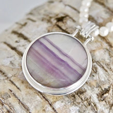Load image into Gallery viewer, Fluorite Pendant with Labradorite on the reverse side.