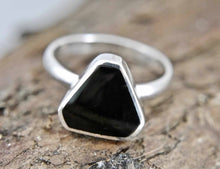 Load image into Gallery viewer, Whitby Jet Triangle Silver Ring