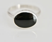 Load image into Gallery viewer, Whitby Jet Silver Ring Oval Design