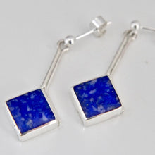 Load image into Gallery viewer, Lapis Lazuli Silver Stem Drop Earrings