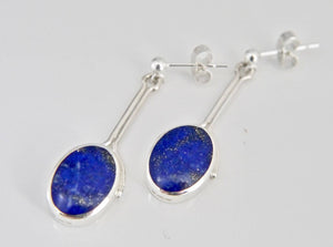 Lapis Lazuli Silver Stem Drop Earrings