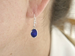 Lapis Lazuli Drop Earrings Oval Design