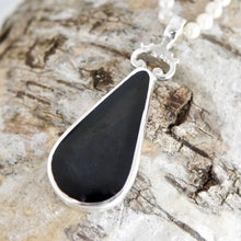 Load image into Gallery viewer, Whitby Jet Pendant with Blue John on the reverse.