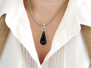 Blue John and Whitby Jet Double Sided Pendant