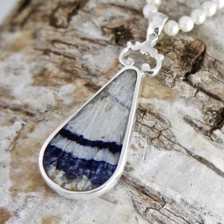 Blue John Whitby Jet Double Sided Pendant My Handmade Jewellery