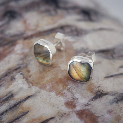 Labradorite Square Stud Earrings