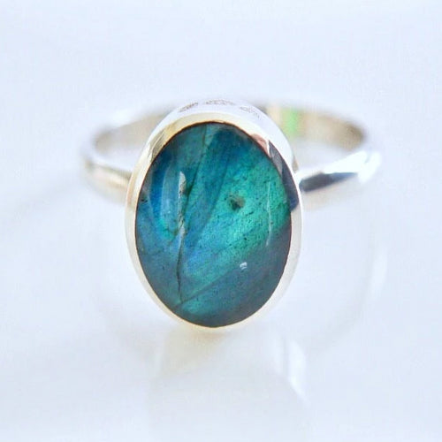 Oval Labradorite Silver Ring