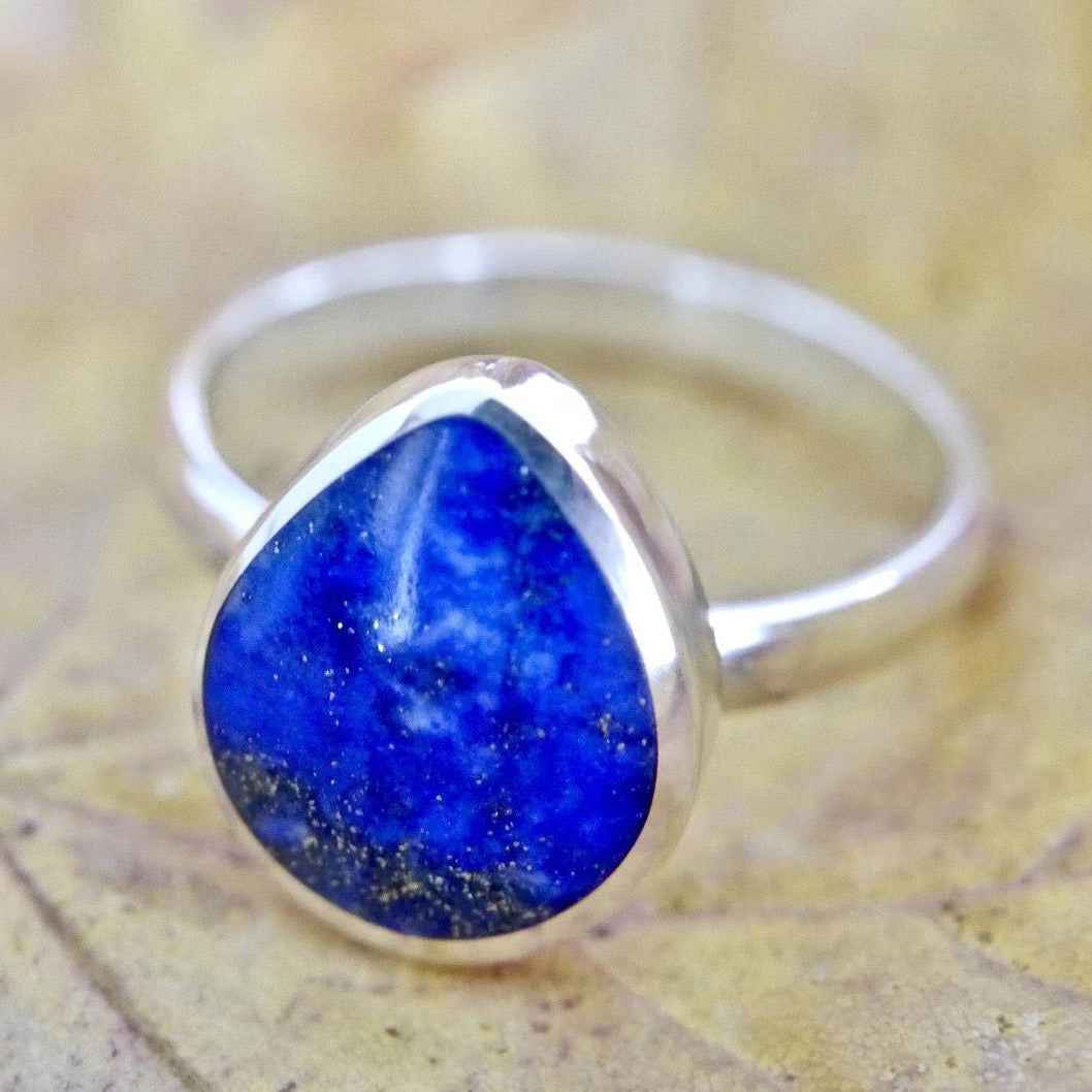 Lapis Lazuli Silver Ring Peardrop design
