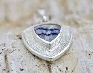 Blue John Pendant in Textured Silver