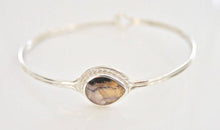 Load image into Gallery viewer, Blue John Silver Bangle Pear Design