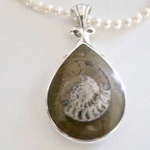 Load image into Gallery viewer, Ammonite Double Sided Pendant with Whitby Jet
