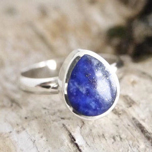 Lapis Lazuli Silver Ring Teardrop Design