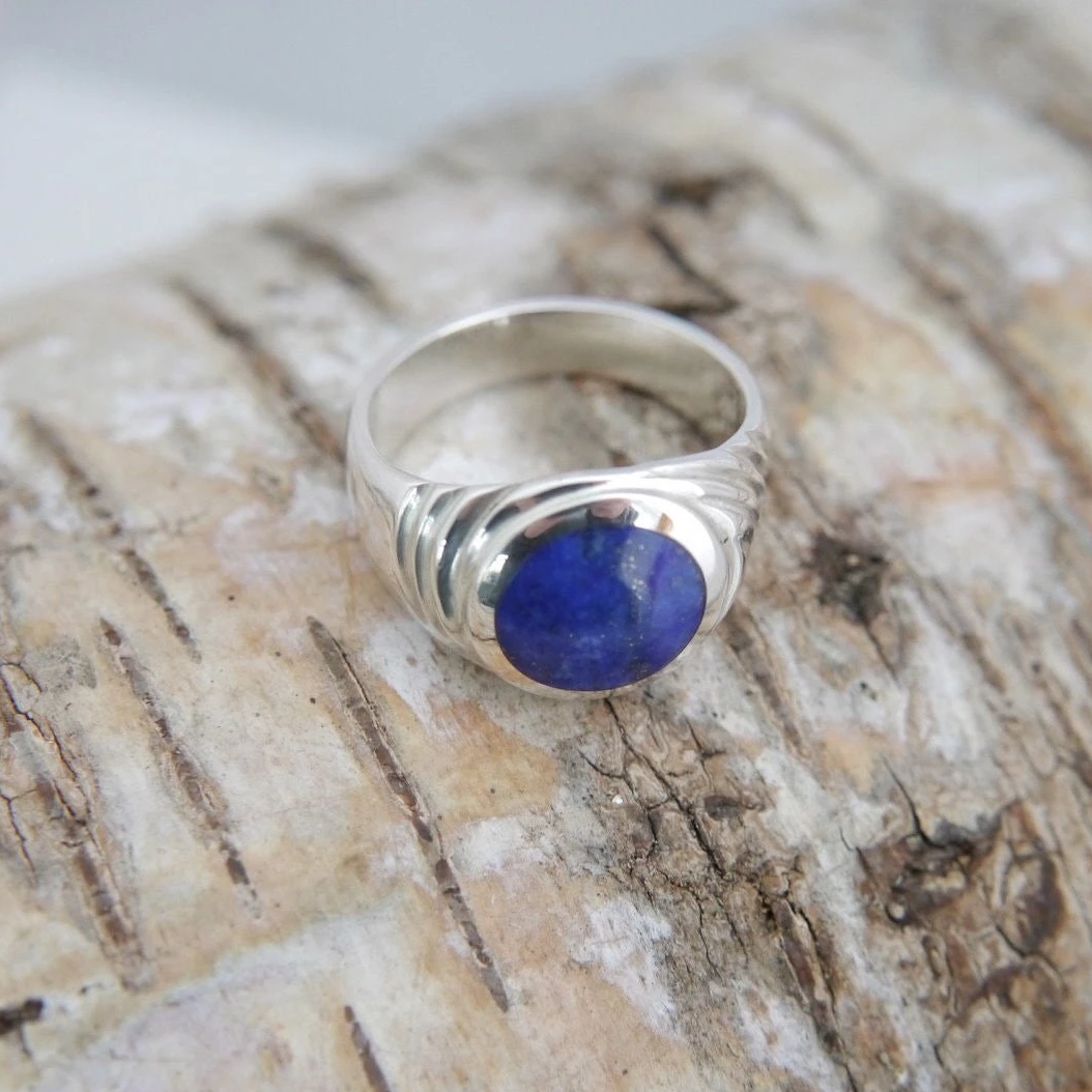 Lapis Lazuli Mens Silver Ring – My Handmade Jewellery