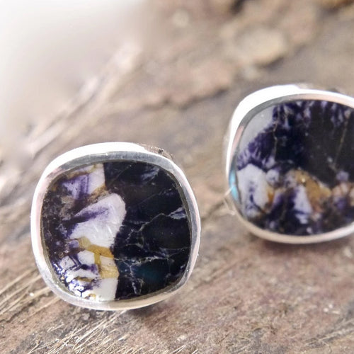 Blue John Stud Earrings in Sterling Silver