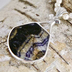 Blue John Pendant with Whitby Jet on the reverse side. 