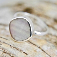 Load image into Gallery viewer, Rainbow Fluorite Silver Ring Square Design