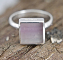 Load image into Gallery viewer, Rainbow Fluorite Silver Ring Square