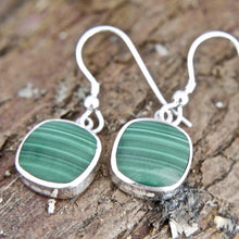 Load image into Gallery viewer, Malachite Drop Earrings Square