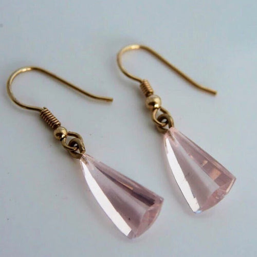Pink Rose Quartz 9ct Gold Earrings