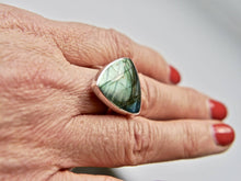 Load image into Gallery viewer, Labradorite Silver Ring 20mm Triangle