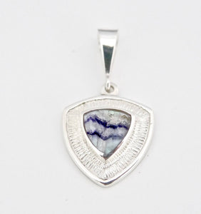 Blue John Pendant in Textured Silver