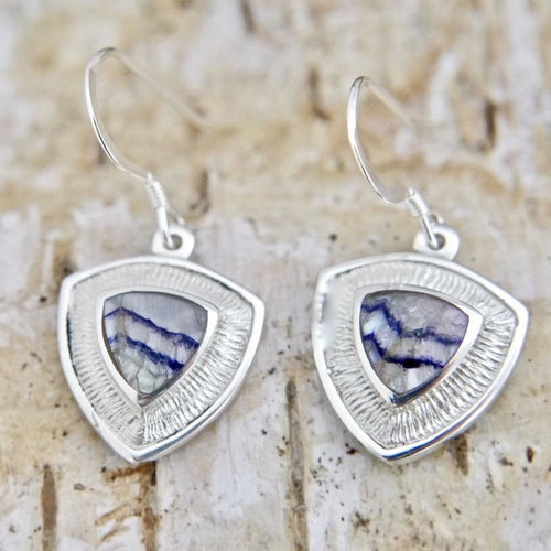 Blue John Dangle Drop Triangle Earrings