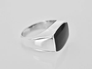 Whitby Jet Silver Gents Ring